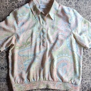 Vintage Paisley Pastel Alfred Dunner Petite Size 14 Short Sleeve